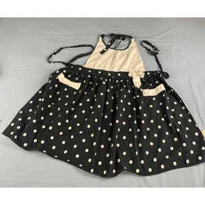Sur La Table Kitchen Apron Dotty Bow Black Cream Full Apron with Pockets
